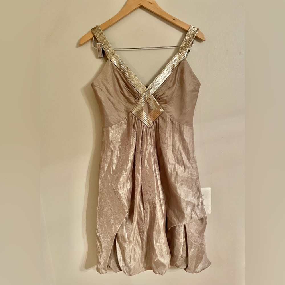 BCBGMaxAzria Gold and Cream Dress